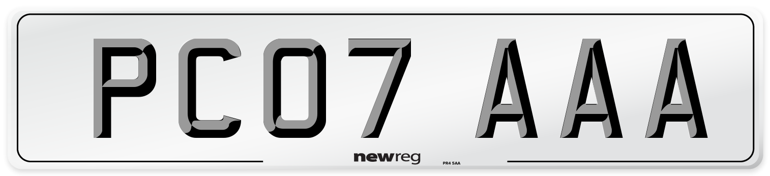 PC07 AAA Number Plate from New Reg